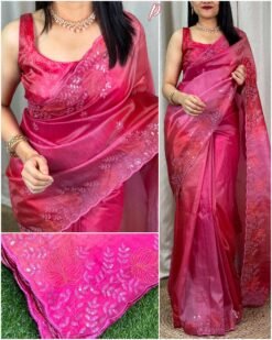 Sumshy Designer Shaded Print Glass Satin Saree