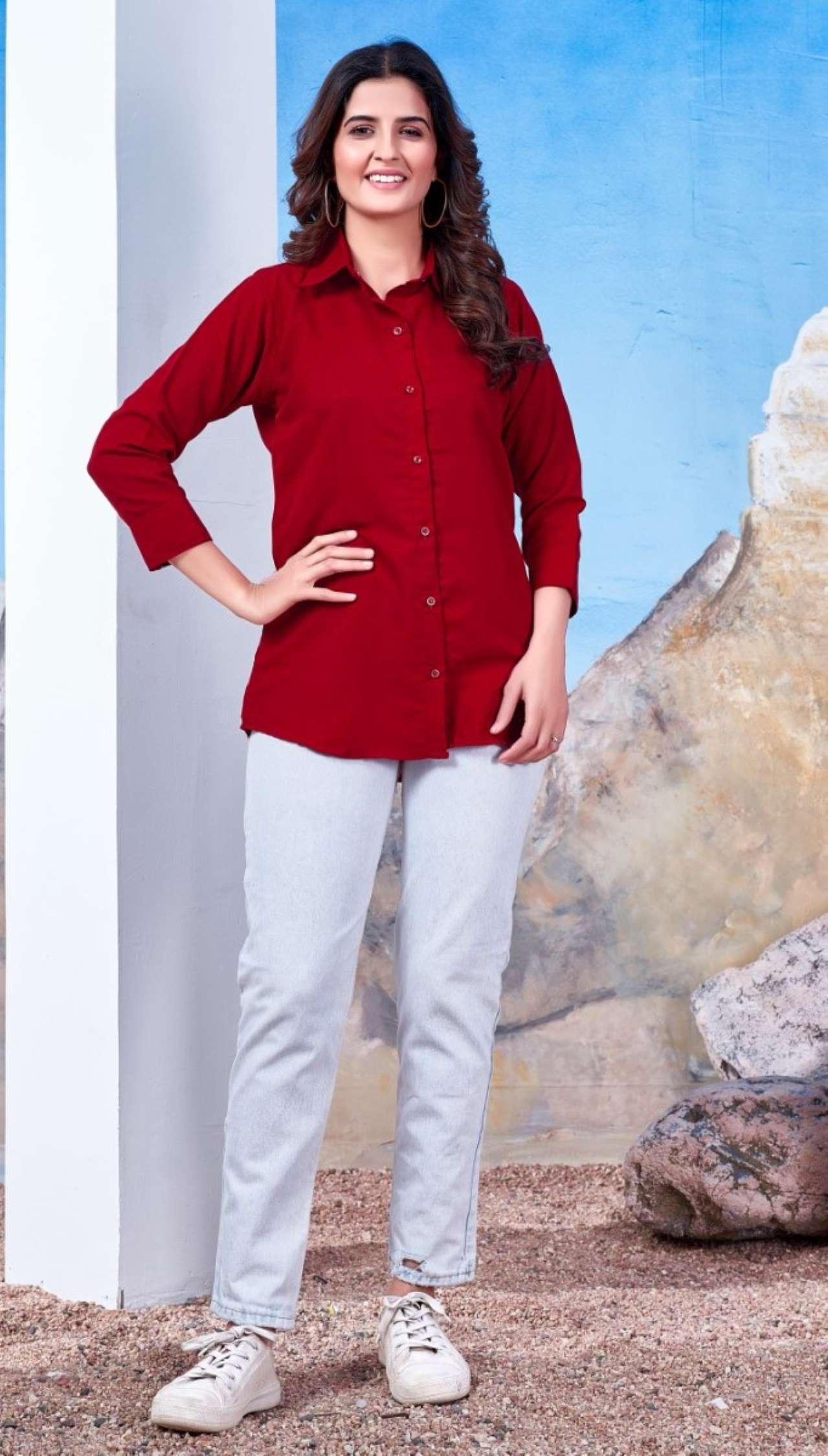 Sumshy Moksh International Maaza Cotton Plain Ladies Shirt