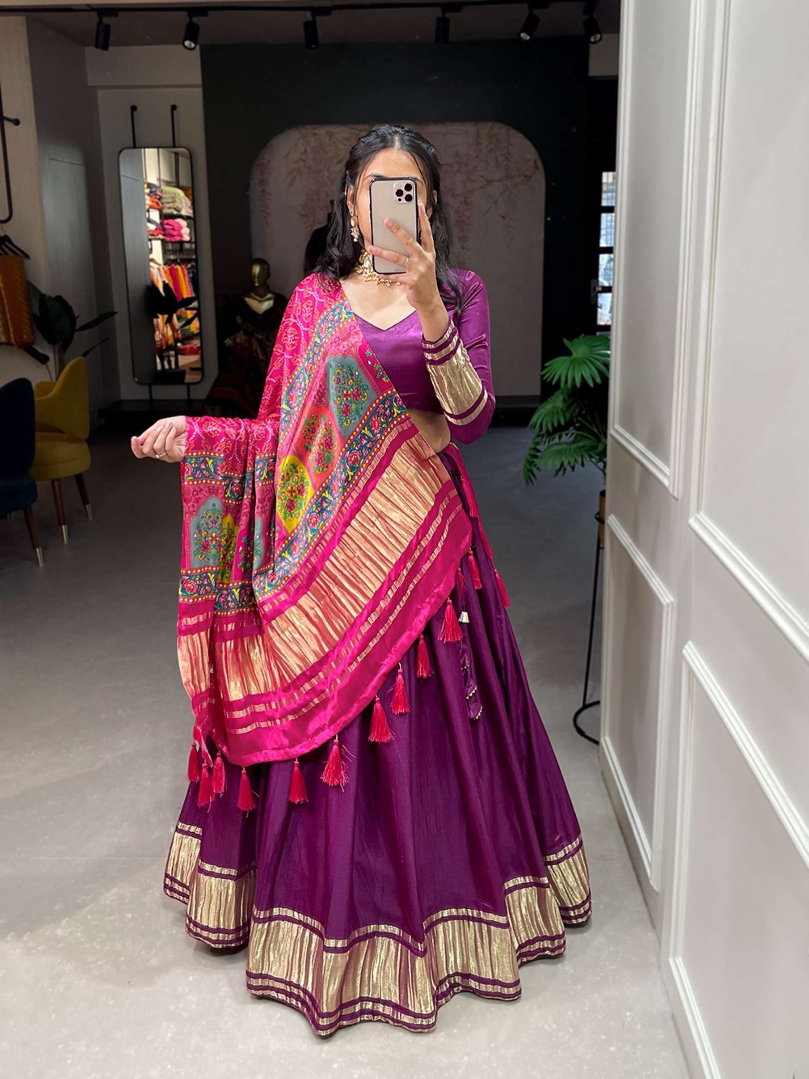 Sumshy Trendy Dyeing Gaji Silk Lehenga Choli