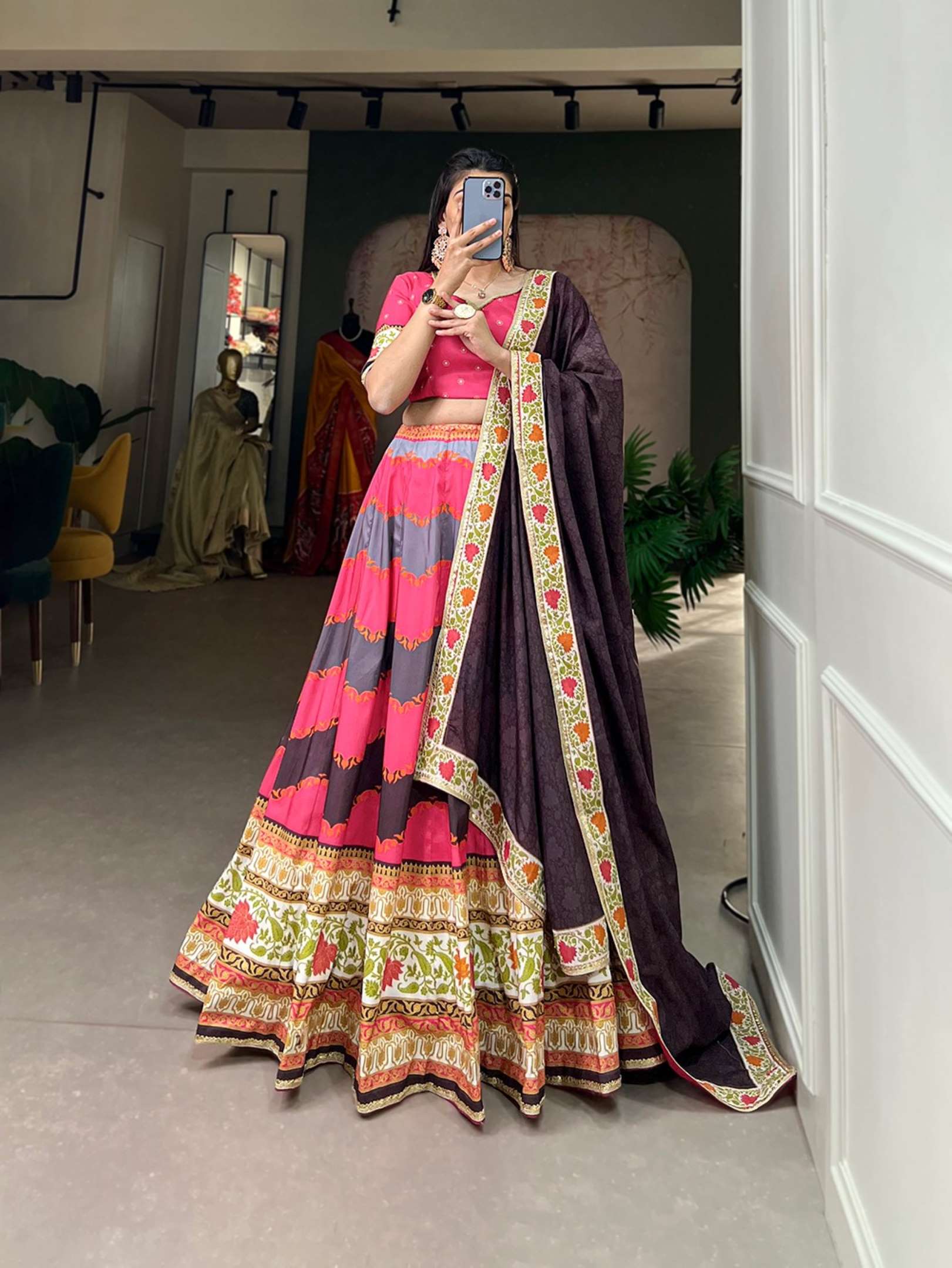 Sumshy Printed Vaishali Silk Lehenga Choli