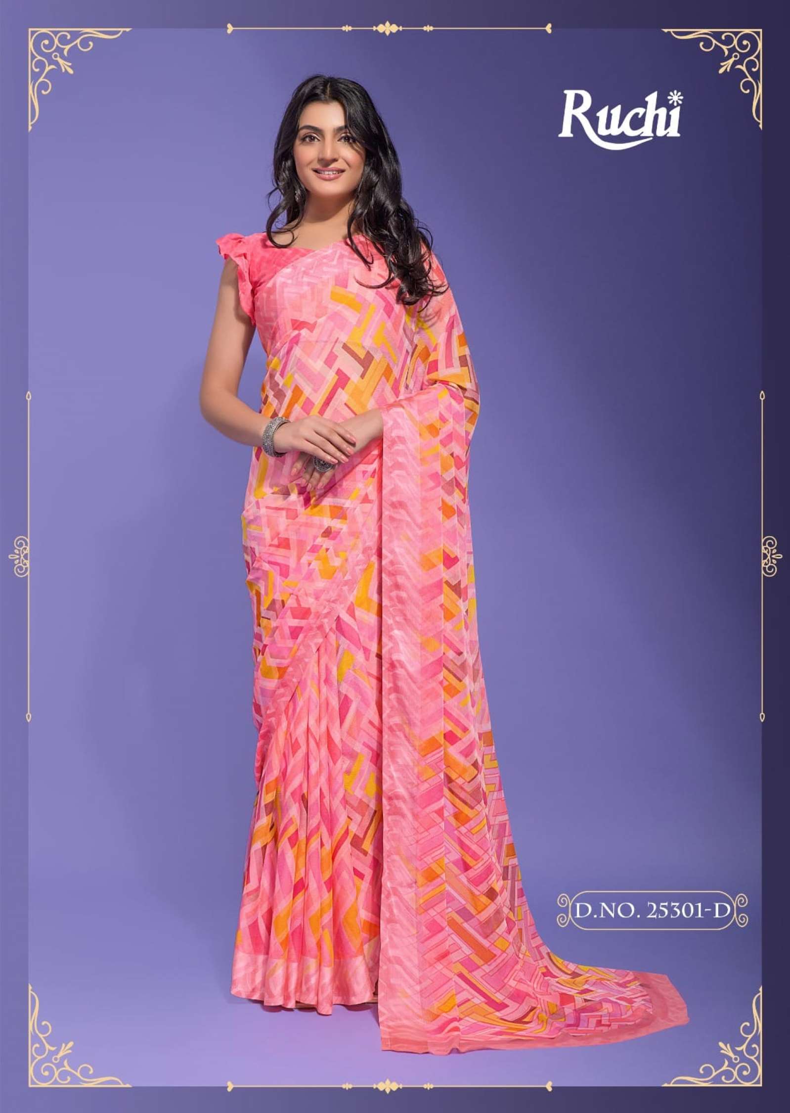 Ruchi Cheery Daily Wear Digital Printed Satin Saree