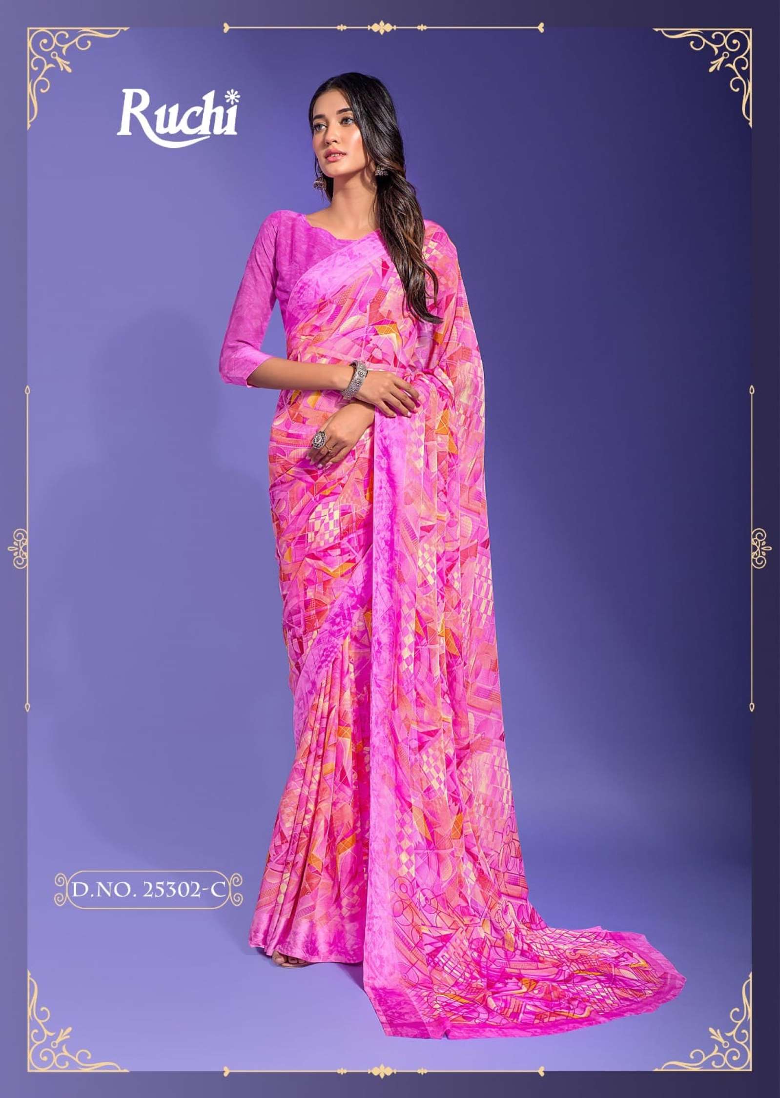 Ruchi Cheery Daily Wear Digital Printed Satin Saree