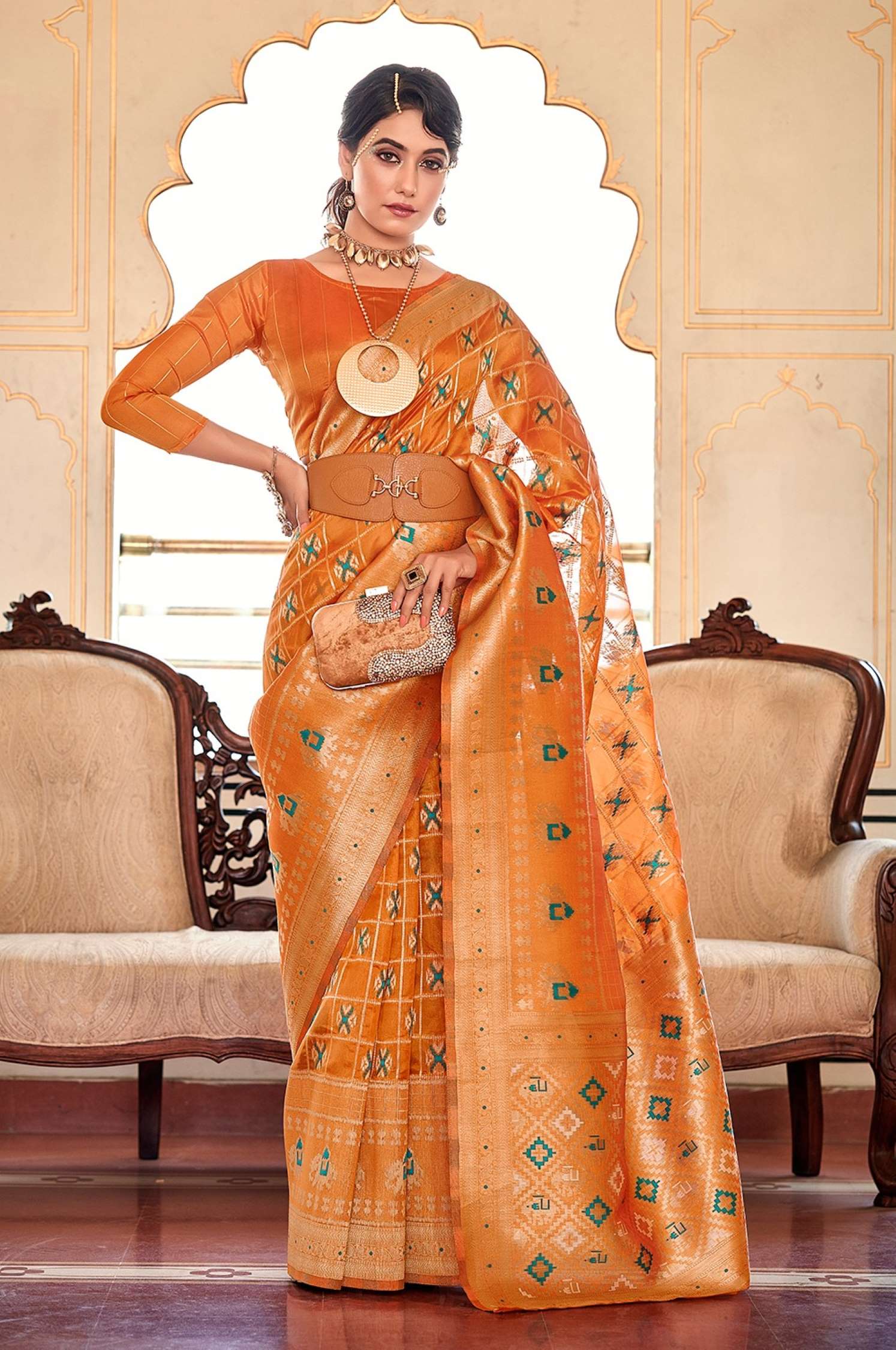 Sumshy Wedding Wear Weaving Organza Silk Saree