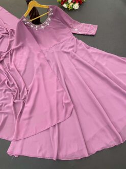 Sumshy Ladies Handwork Fox Georgette Gown With Dupatta