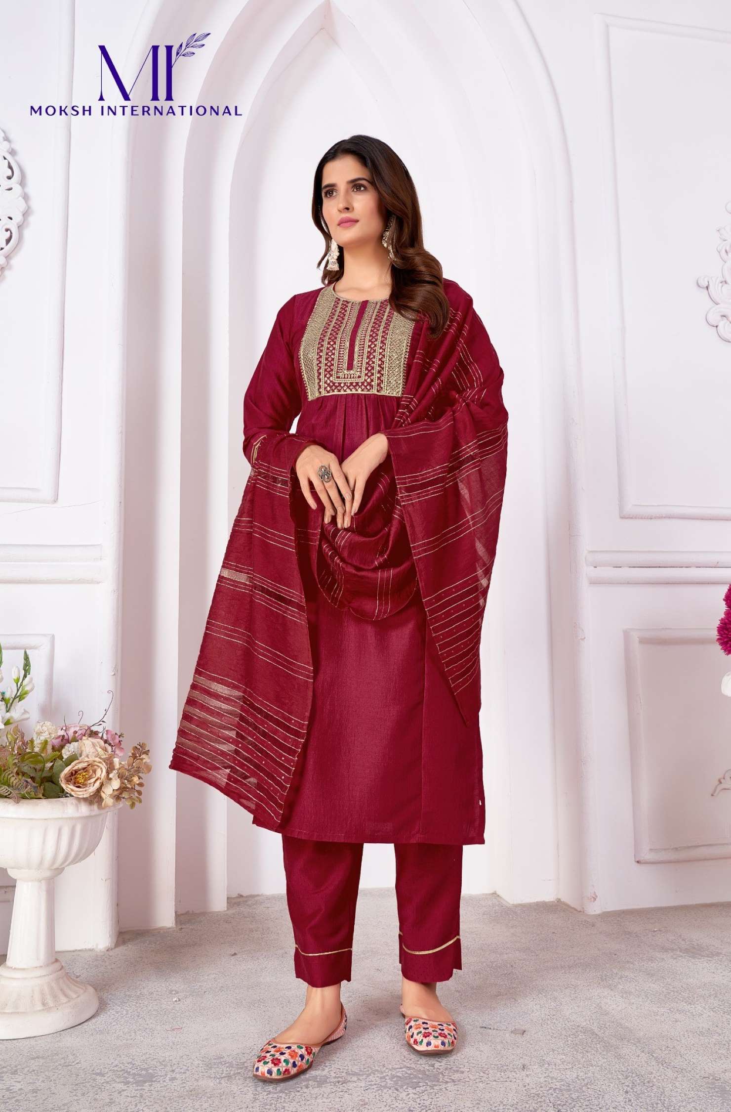 Moksh Rangoli Vertical Silk Ladies Readymade Dress