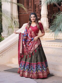 Sumshy Ladies Foil Printed Dola Silk Lehenga Choli