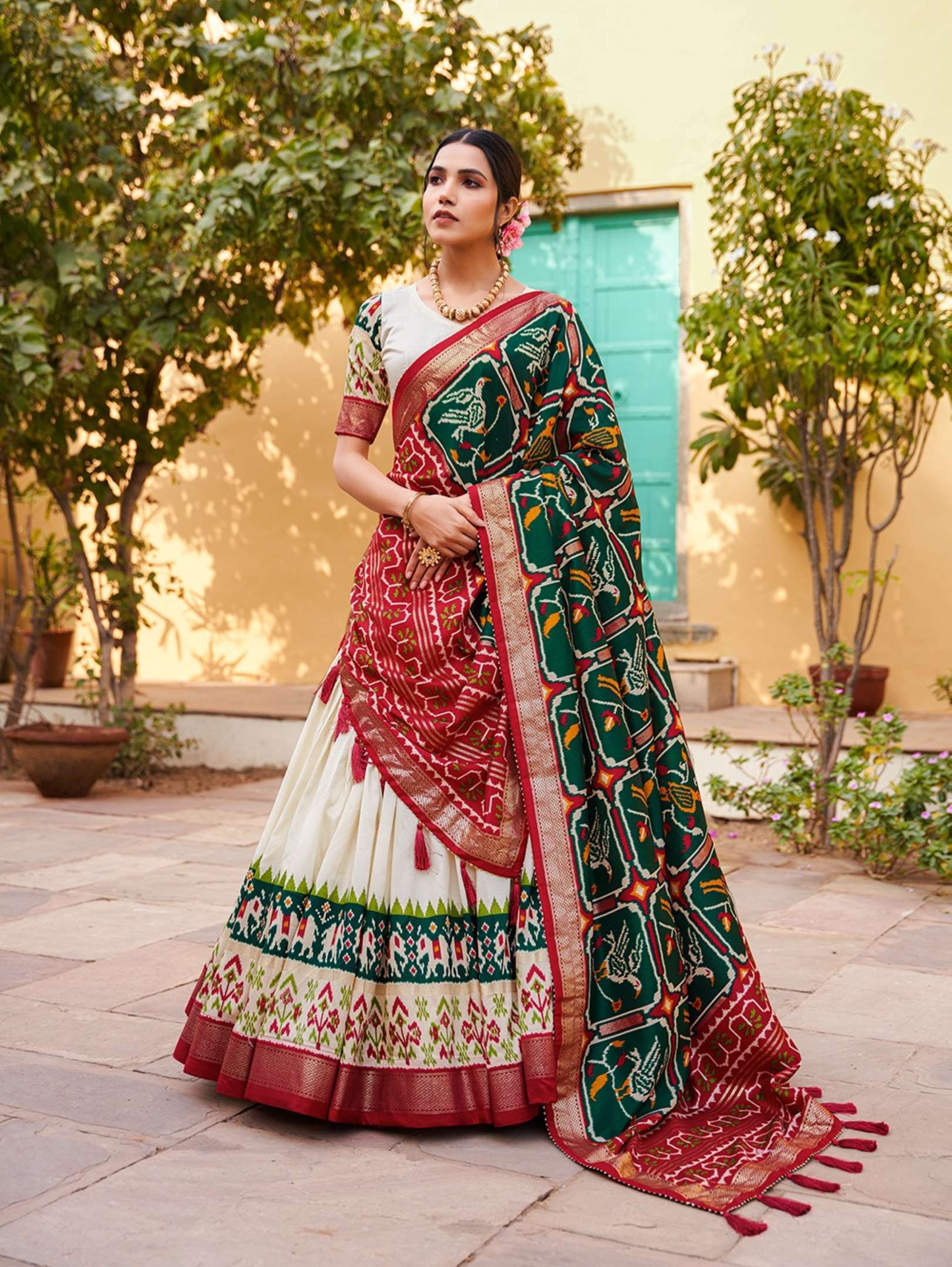 Sumshy Latest Patola Printed Tussar Silk Lehenga Choli