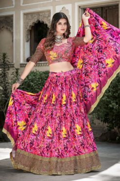 Sumshy Digital Printed Crushed Chinon Lehenga Choli