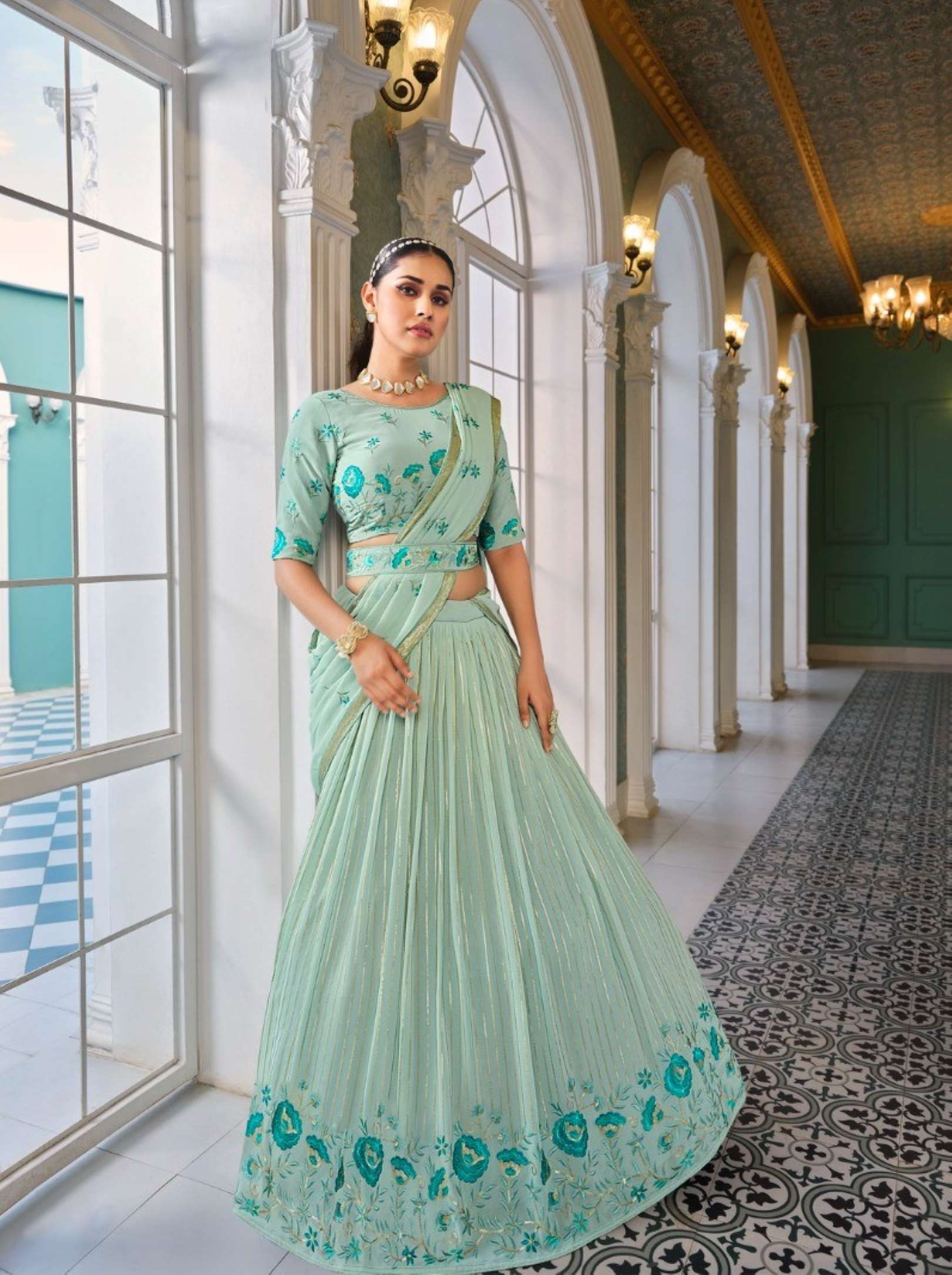 Shubhkala Girlish Embroidery Georgette Lehenga Choli