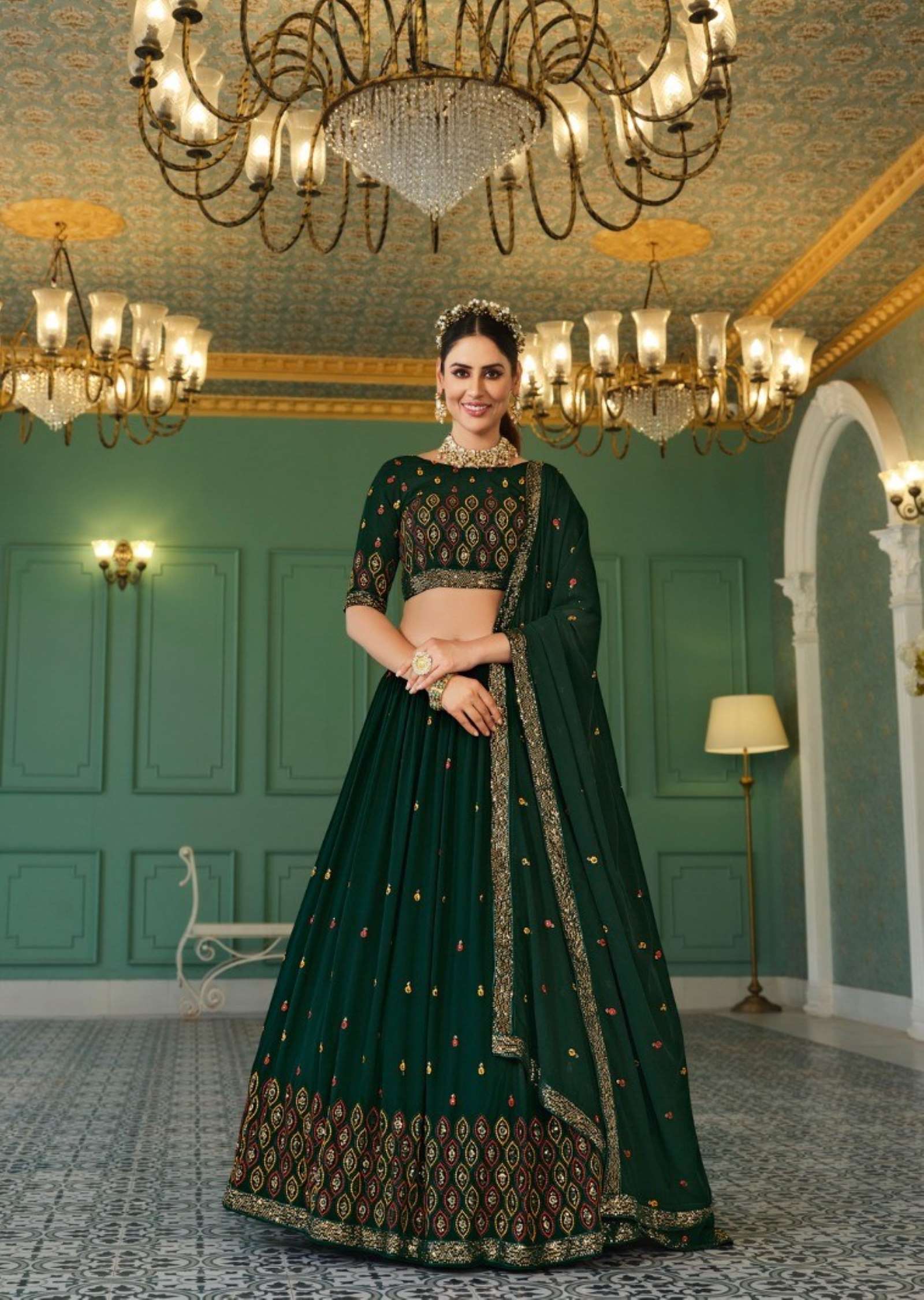 Shubhkala Girlish Embroidery Georgette Lehenga Choli