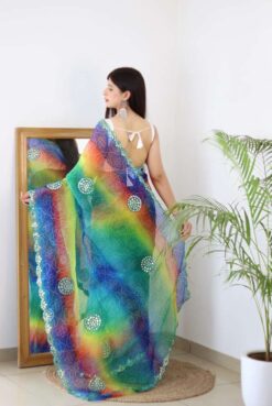 Sumshy Alvira Bandhani Printed Soft Organza Saree