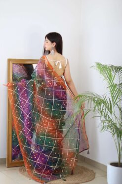 Sumshy Bandhani Digital Printed Soft Organza Saree