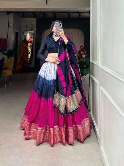 Sumshy Shibori Printed Pure Chanderi Lehenga Choli