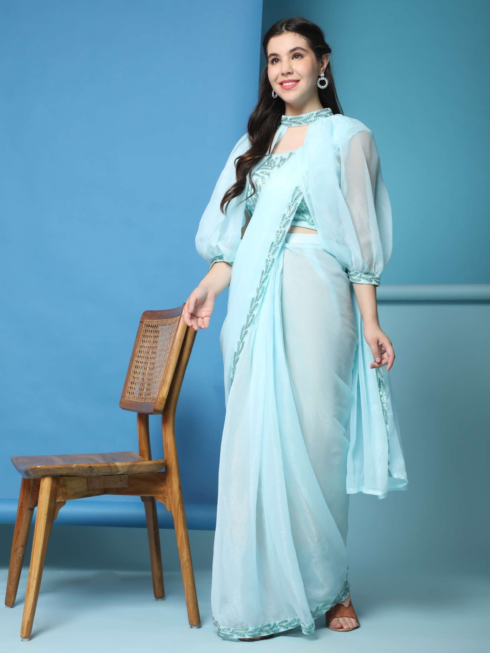 Sumshy Designer Fancy Fabric Ready To Wear Saree