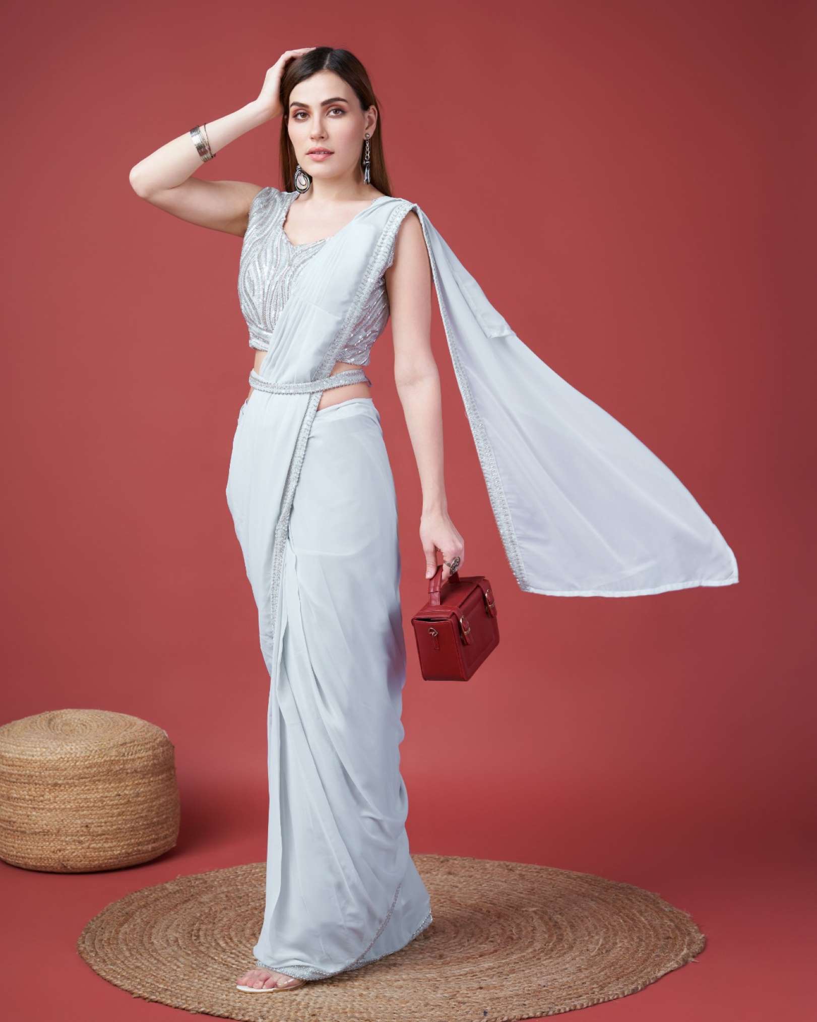 Sumshy Party Wear Georgette Ready To Wear Saree