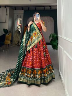 Sumshy Foil Printed Tussar Silk Lehenga Choli