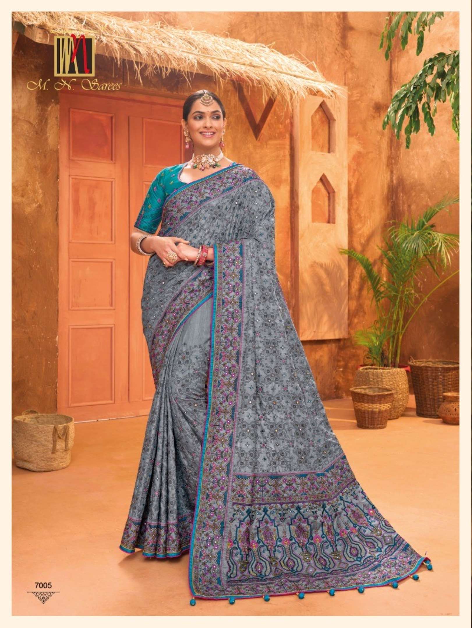 M.N. Kachhi Work Banarasi Silk Designer Sarees