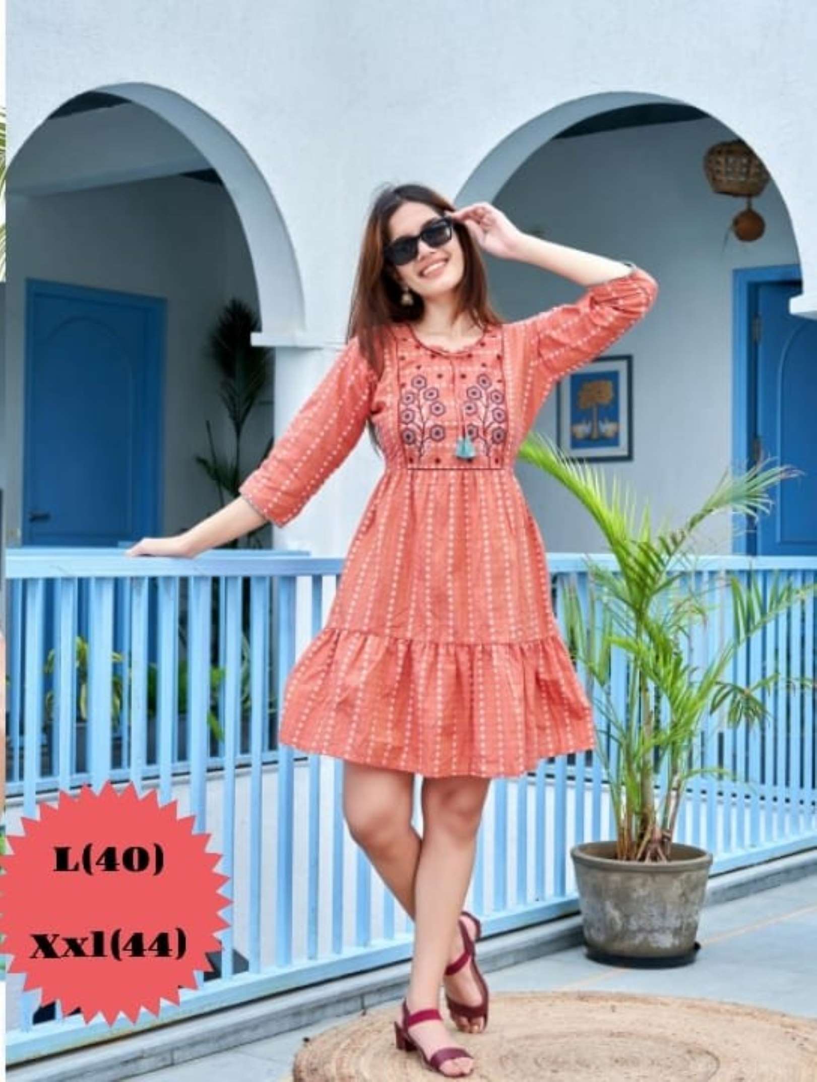 Sumshy Popstar Embroidery Pure Khadi Cotton Short Kurtis