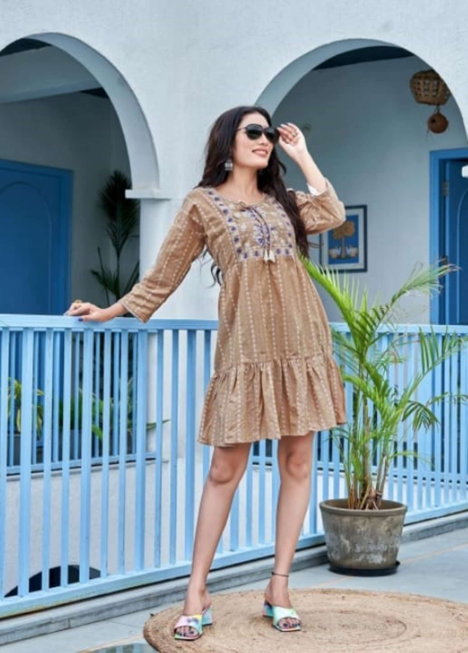 Sumshy Popstar Embroidery Pure Khadi Cotton Short Kurtis