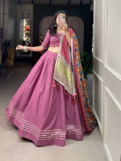 Sumshy Wedding Wear Peach Pink Pure Cotton Lehenga Choli