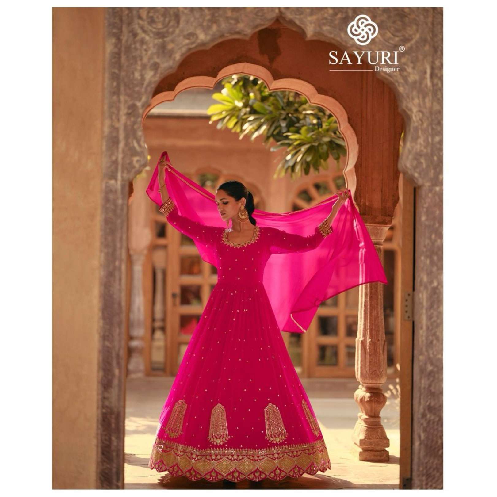 Sayuri Kavya Designer Real Georgette Gown With Dupatta