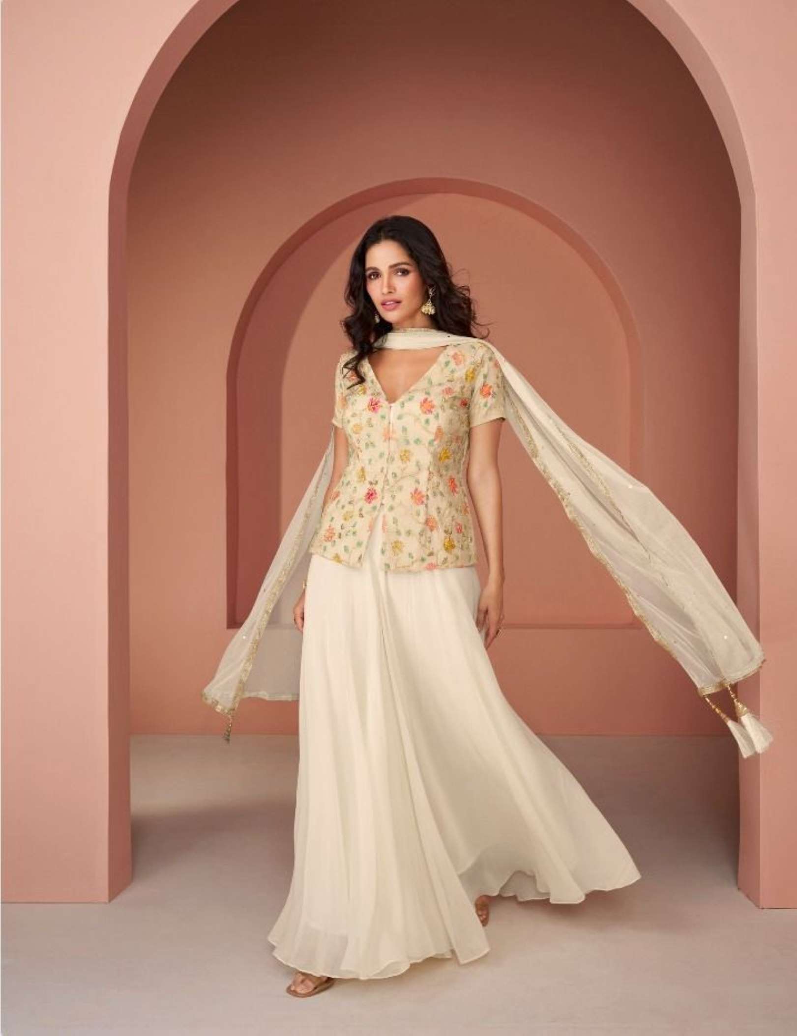 Sayuri Jasmine Embroidery Real Georgette Readymade Dress