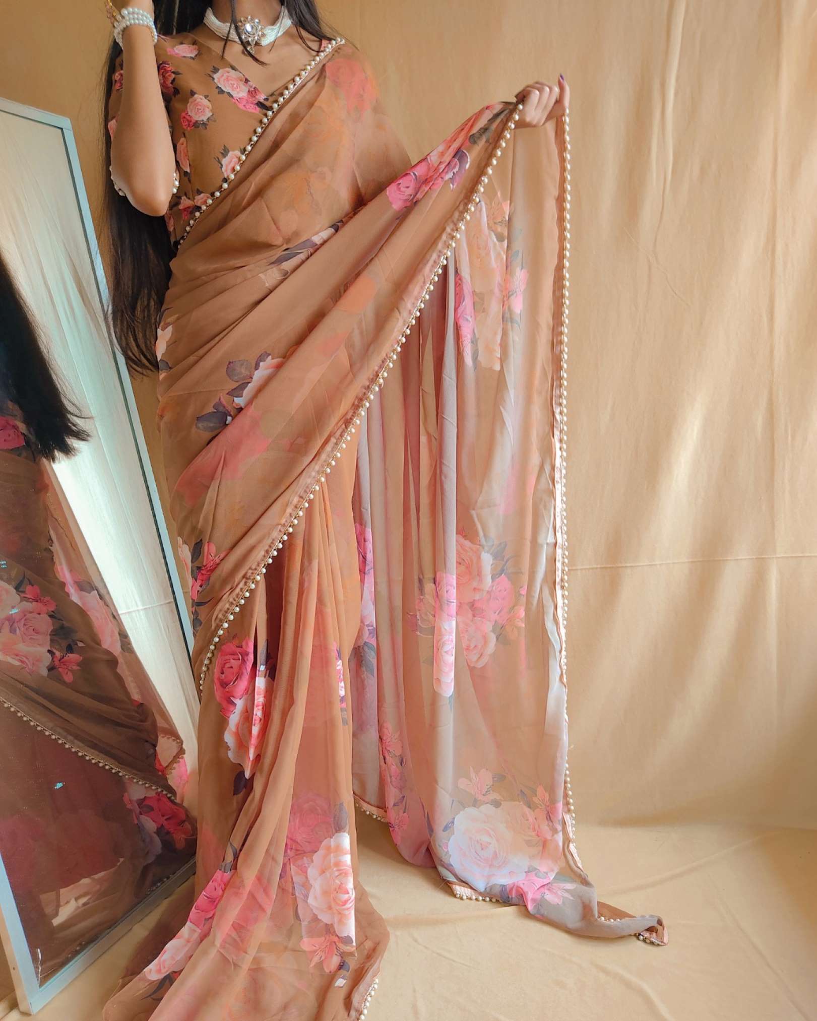 Sumshy Latest Floral Printed Georgette Designer Sarees