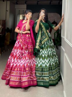 Sumshy Leheriya Foil Printed Tussar Silk Lehenga Choli