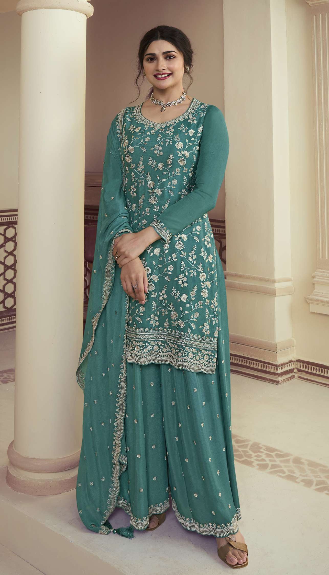 Kuleesh Suhani Embroidery Chinon Readymade Dress
