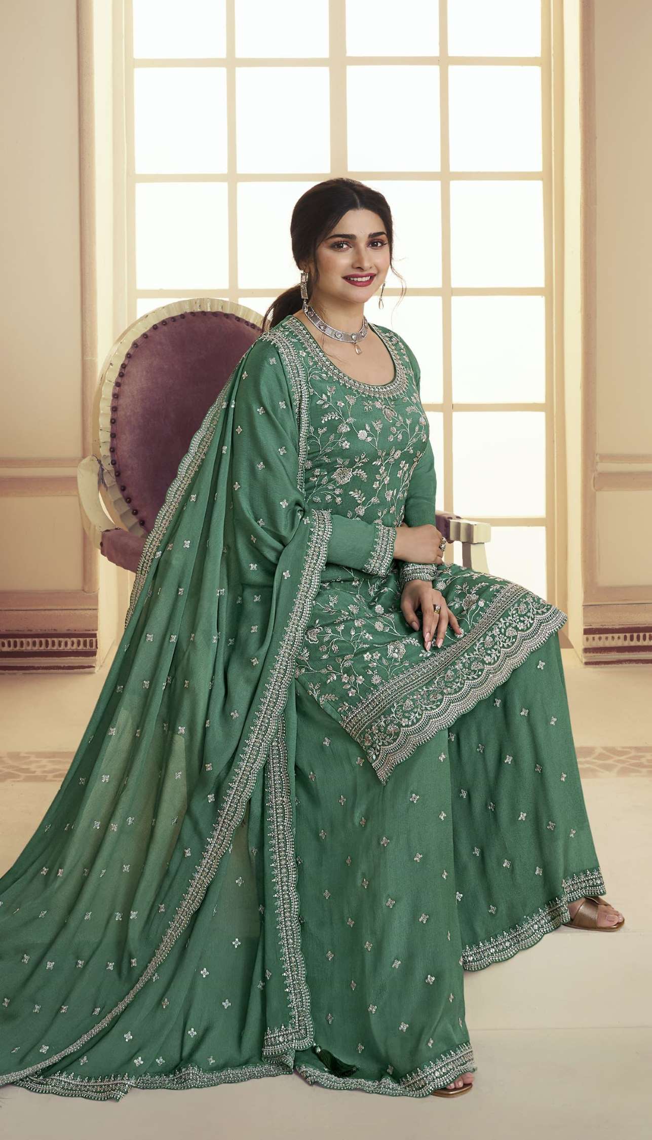 Kuleesh Suhani Embroidery Chinon Readymade Dress