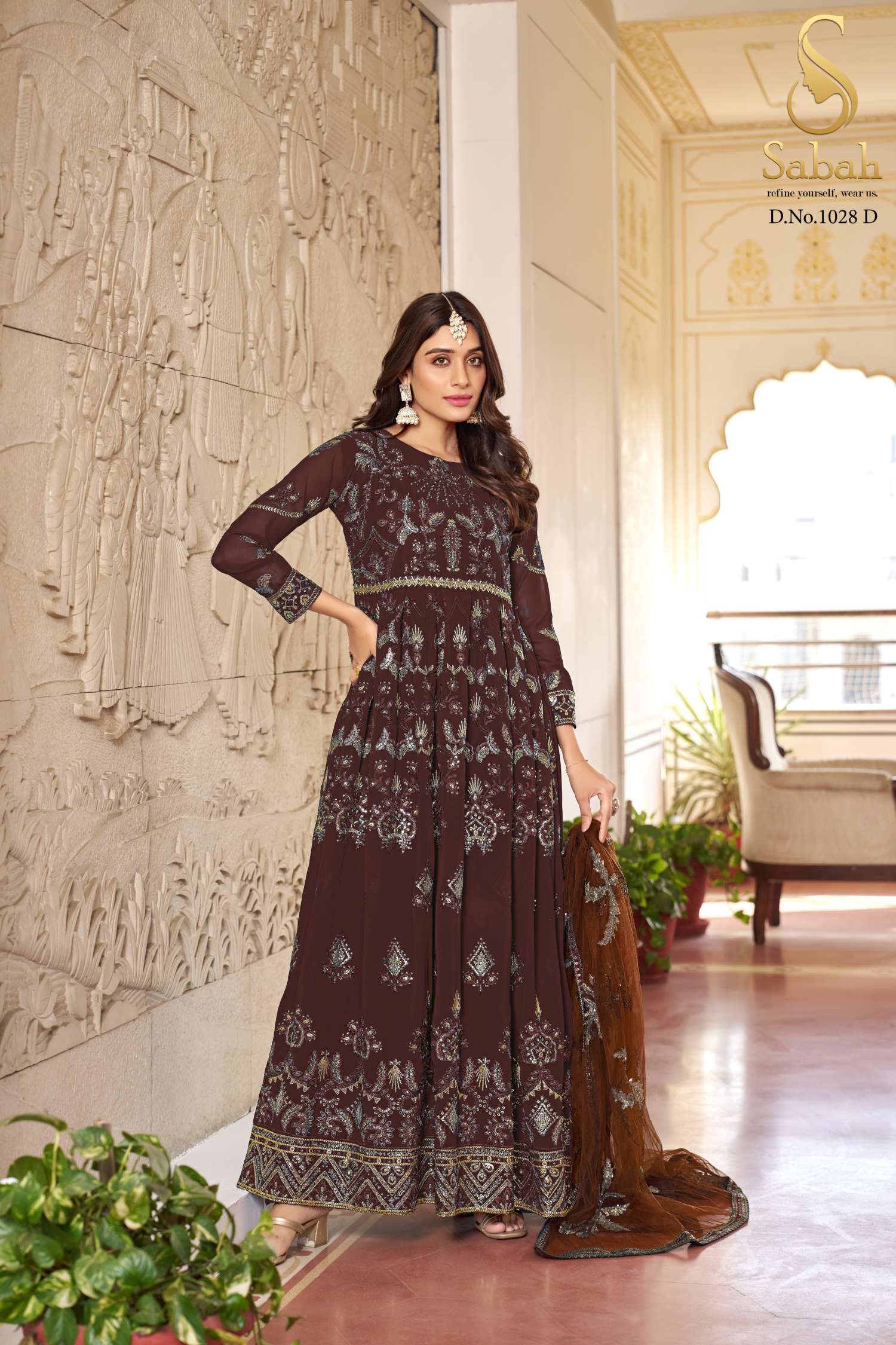Sabah Anokhi Embroidery Faux Georgette Readymade Dress