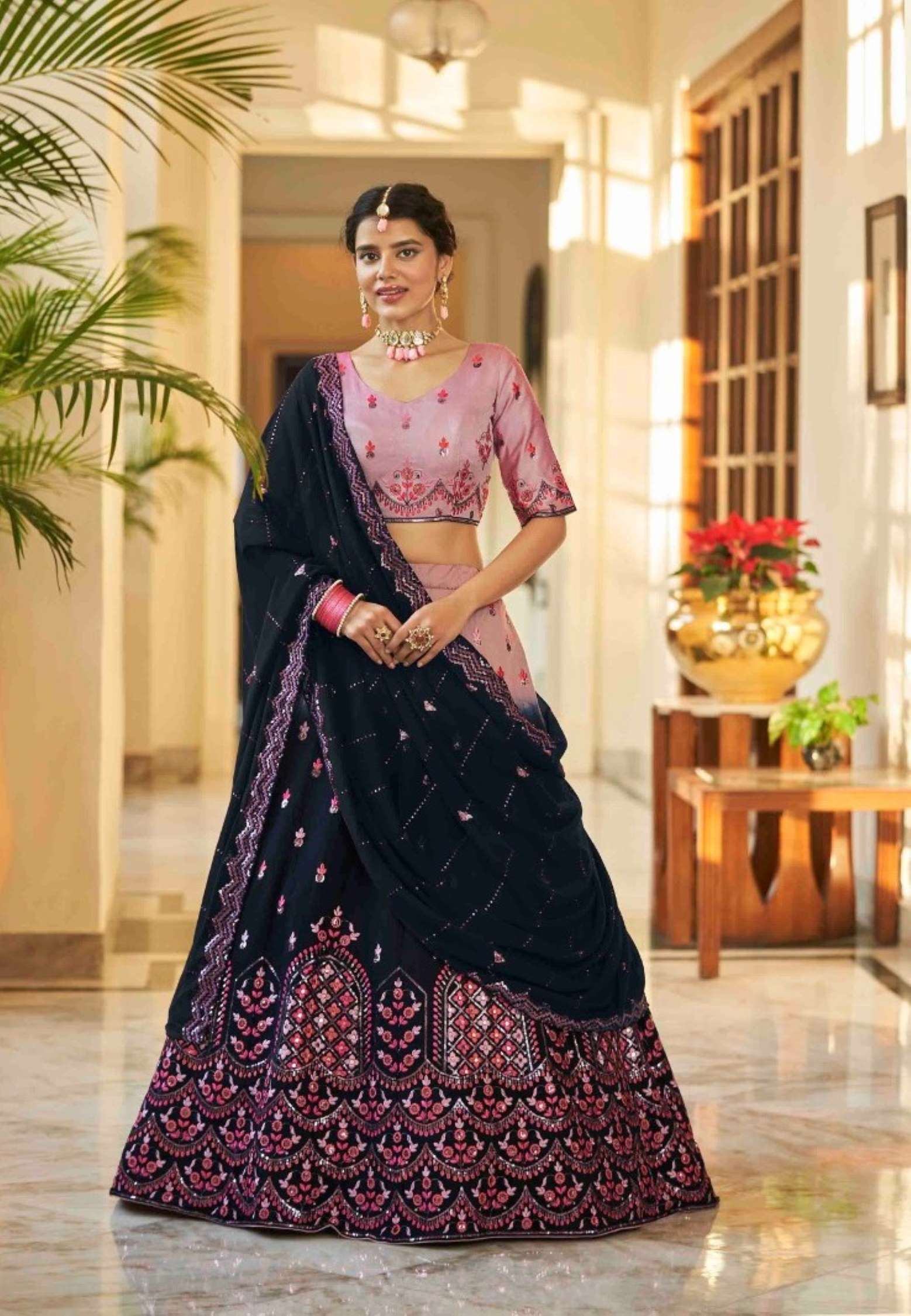 Shubhkala Bridesmaid Art Silk Wedding Wear Lehenga Choli