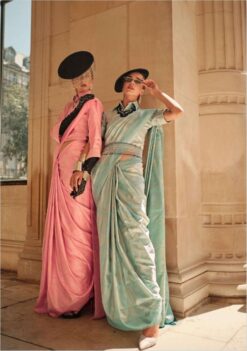 Rajtex Khya Satin Self Handloom Zari Weaving Silk Sarees