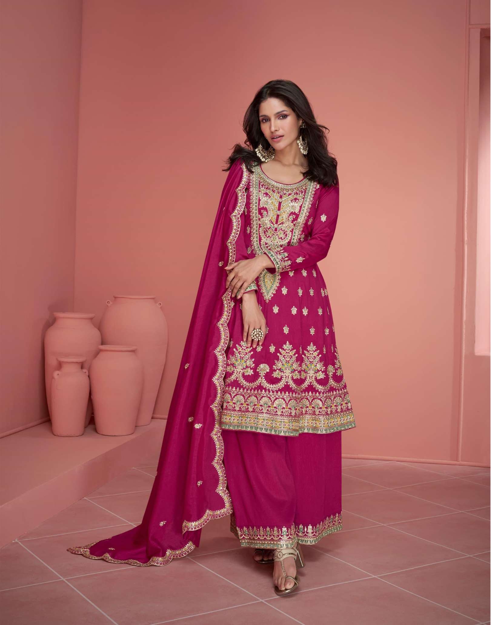 Aashirwad Nurvi Premium Silk Embroidery Readymade Dress