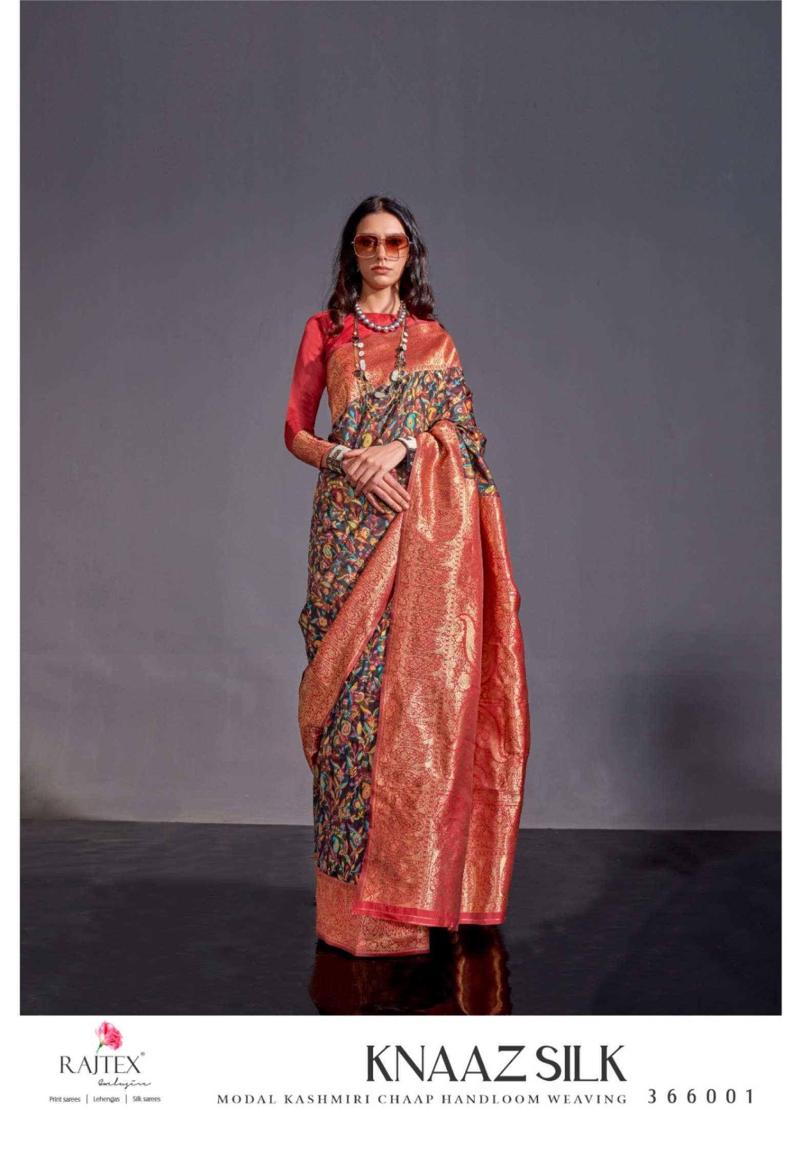 Rajtex Knaaz Modal Kashmiri Handloom Weaving Silk Sarees