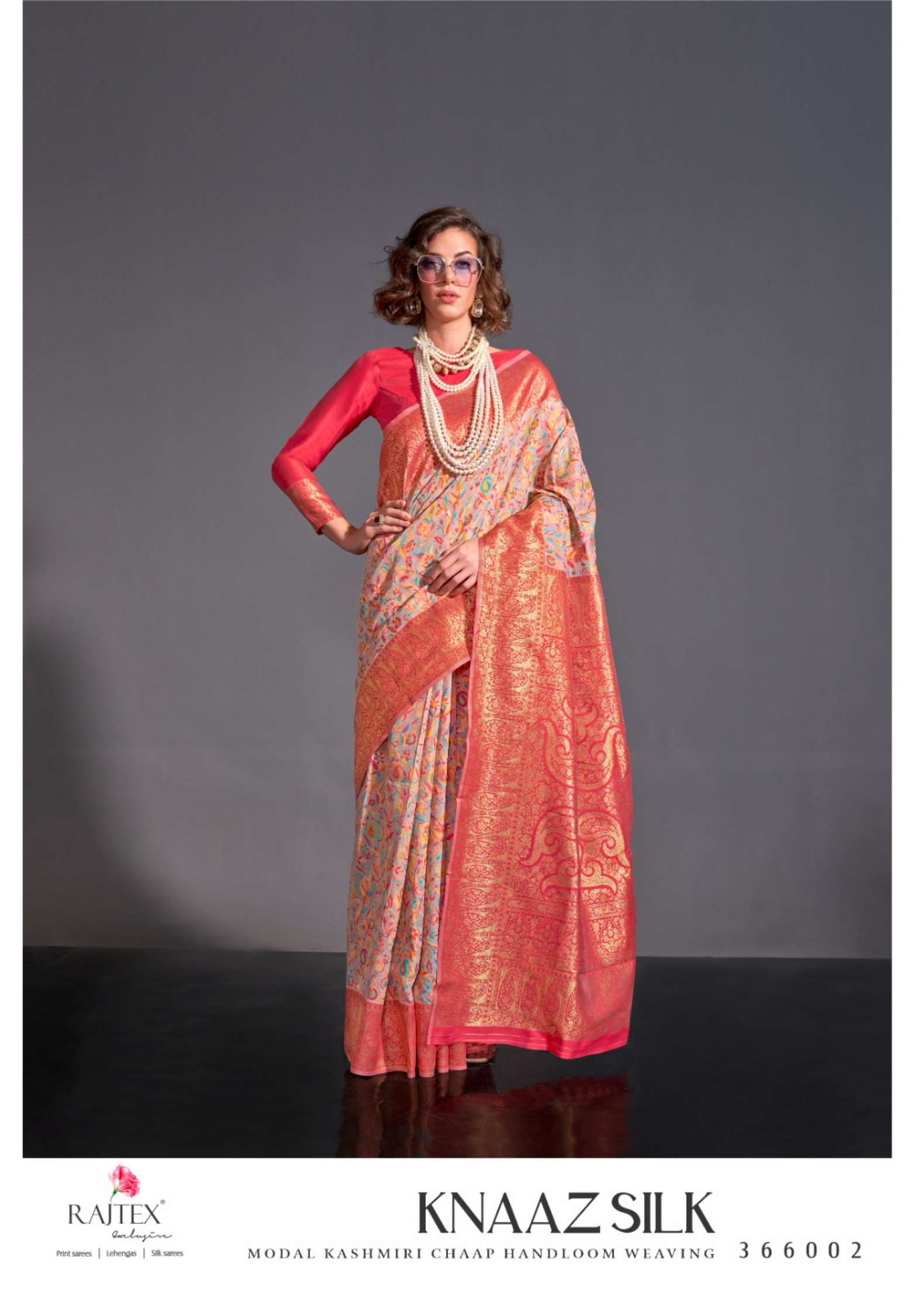 Rajtex Knaaz Modal Kashmiri Handloom Weaving Silk Sarees