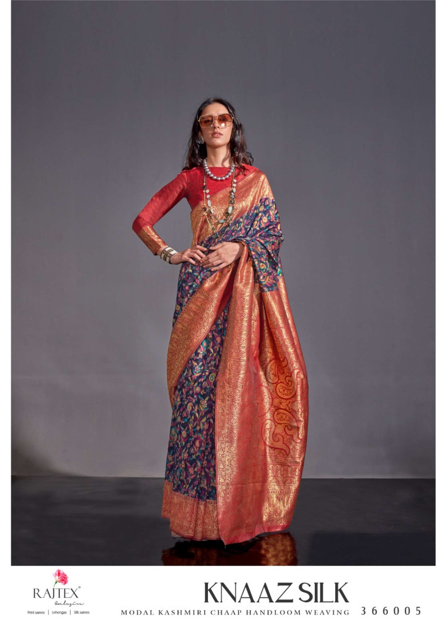 Rajtex Knaaz Modal Kashmiri Handloom Weaving Silk Sarees