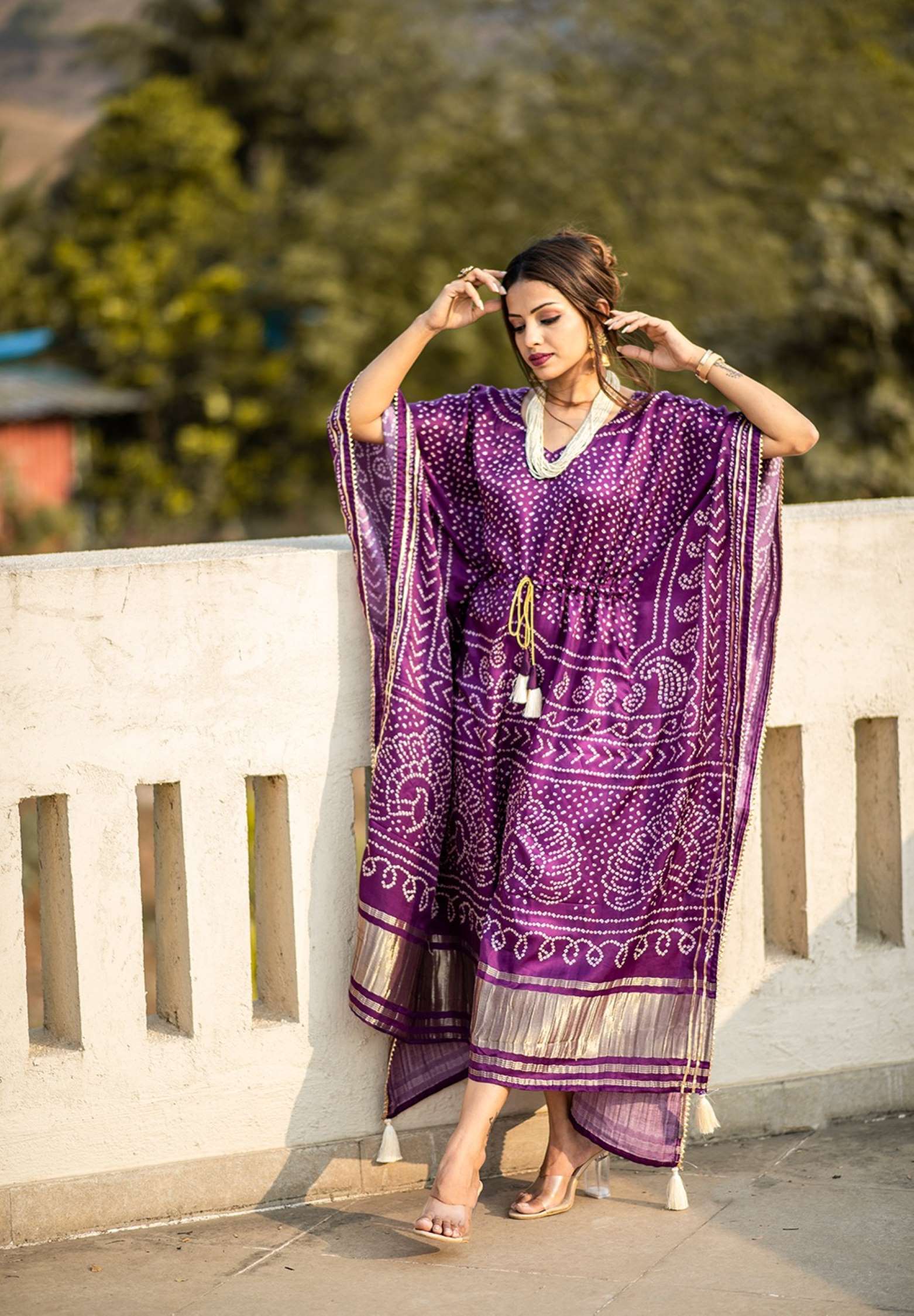 Sumshy Fancy Digital Printed Gaji Silk Kaftan