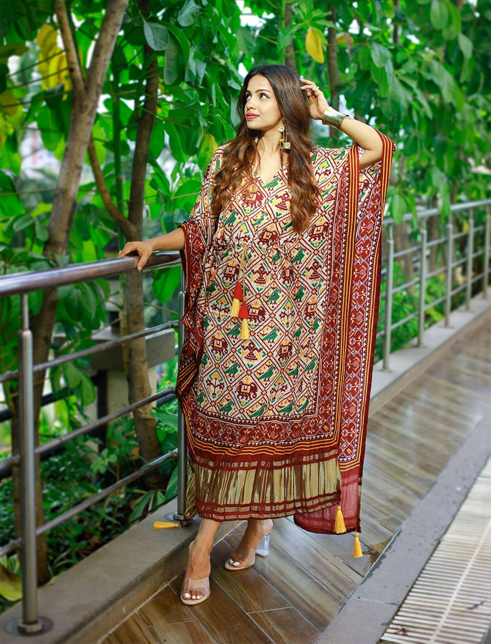 Sumshy Fancy Digital Printed Gaji Silk Kaftan