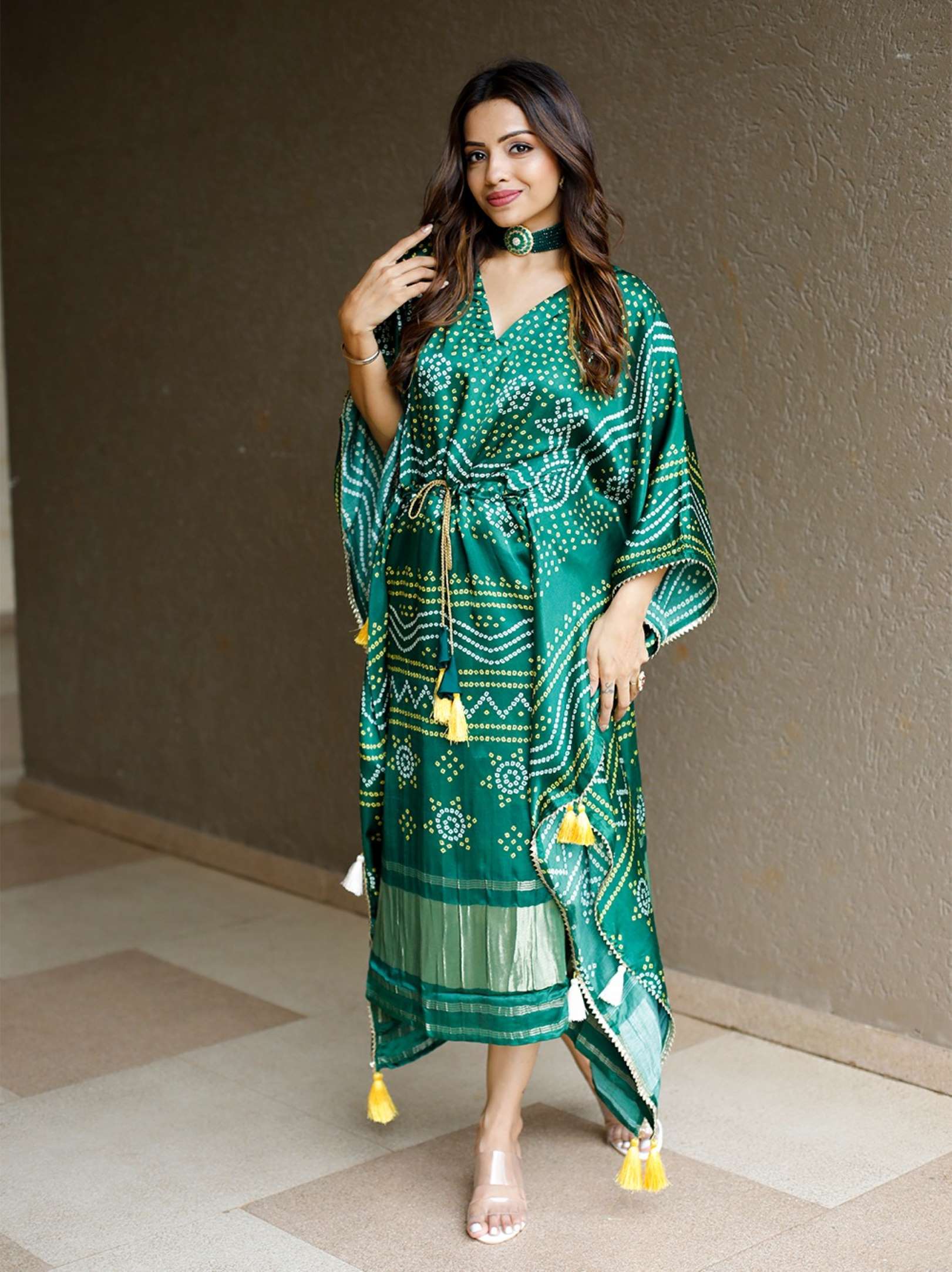 Sumshy Fancy Digital Printed Gaji Silk Kaftan