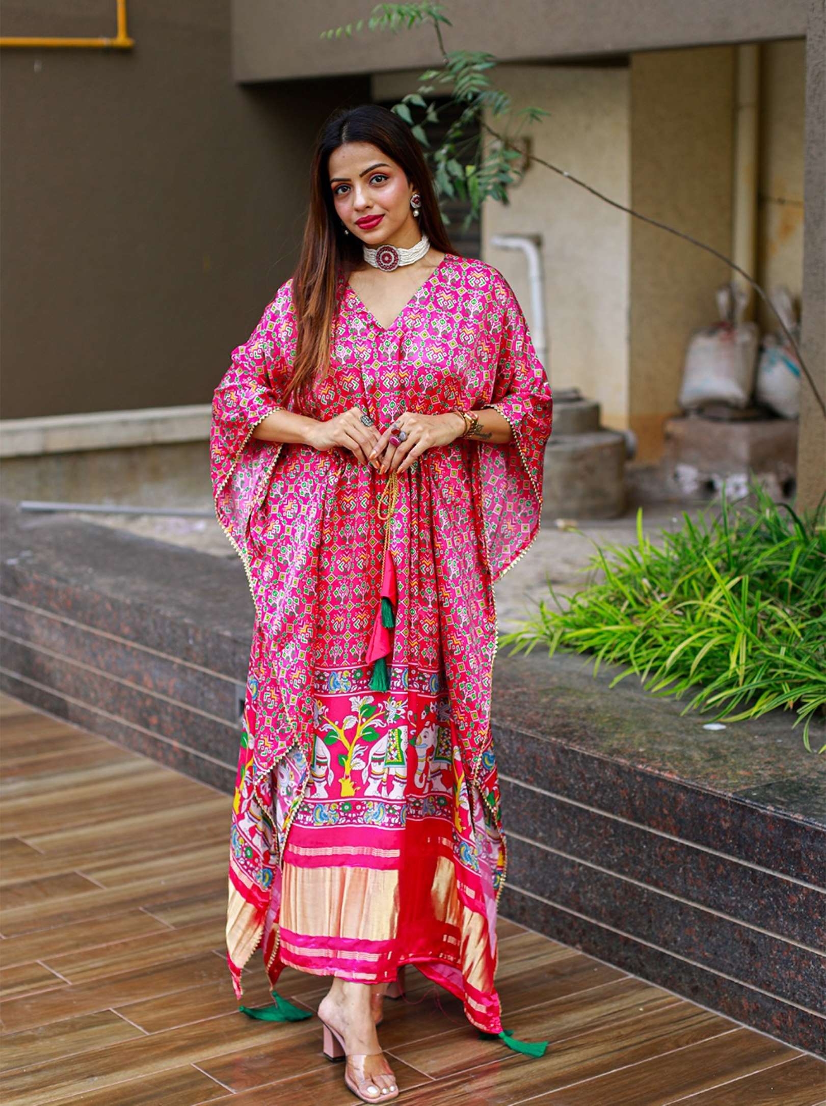 Sumshy Fancy Digital Printed Gaji Silk Kaftan
