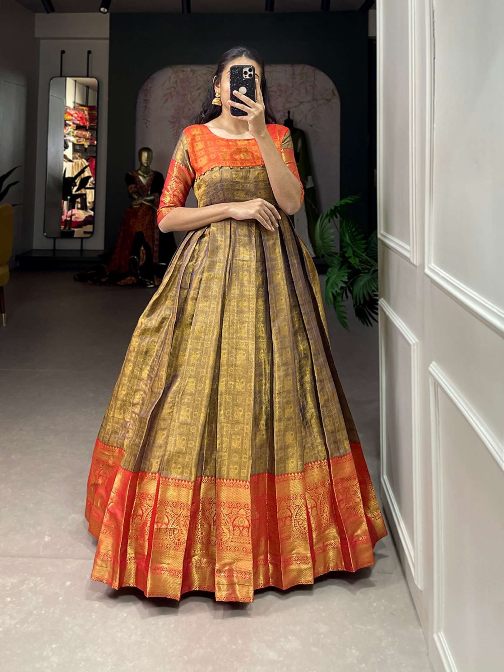 Sumshy Latest Kanjivaram Zari Weaving Silk Gown