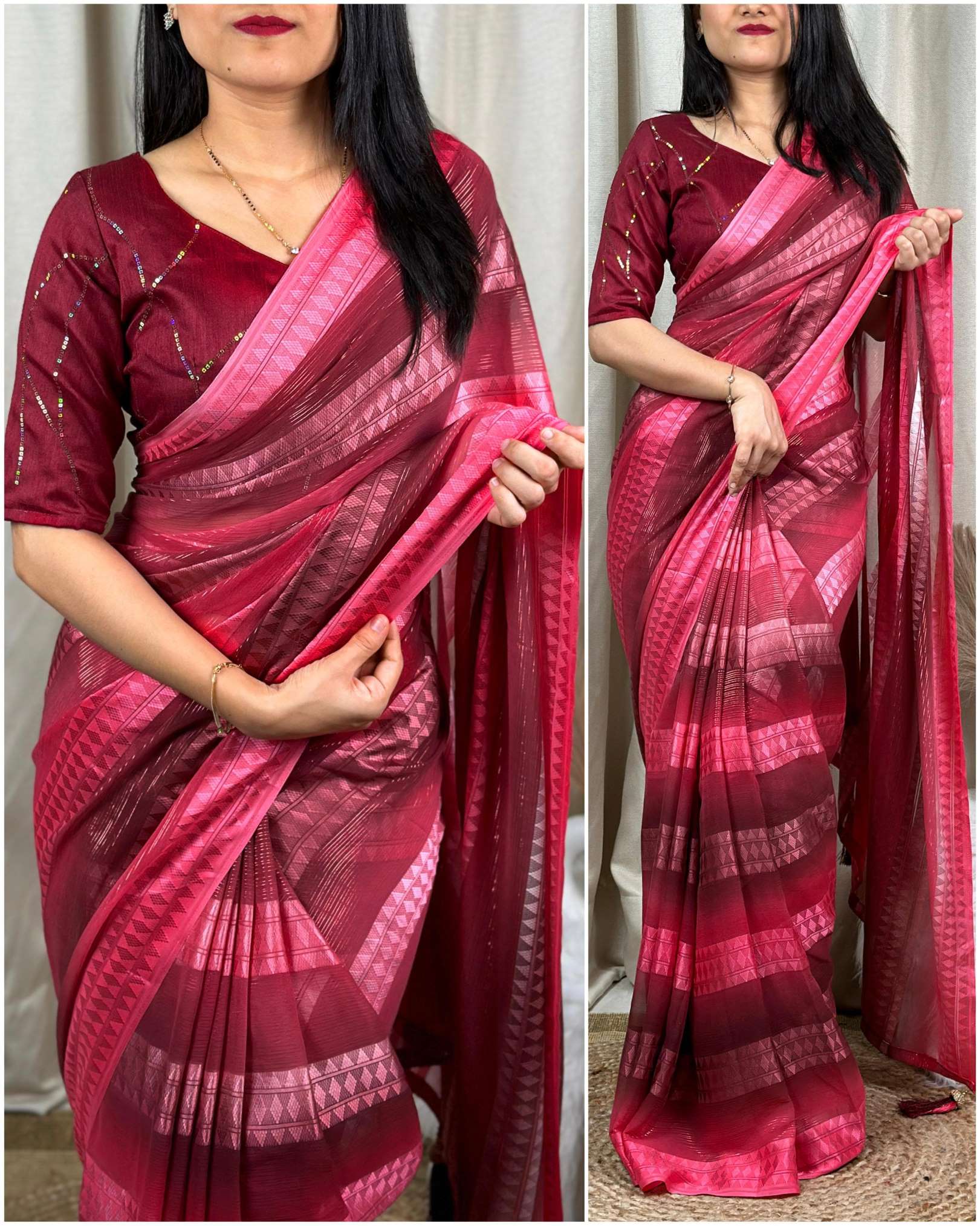 Sumshy Party Wear Self Jacquard Georgette Sarees