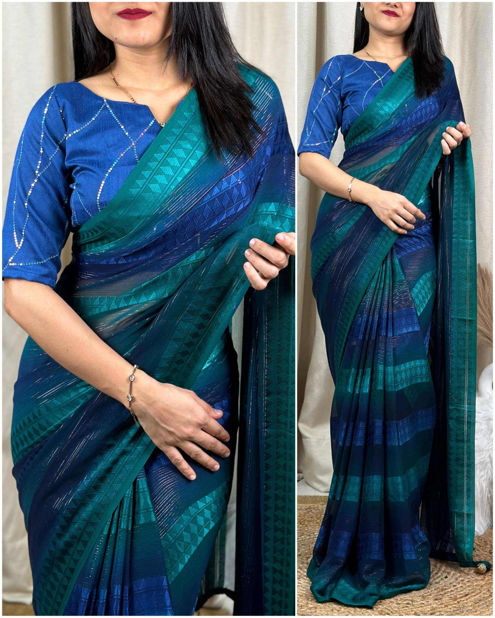 Sumshy Party Wear Self Jacquard Georgette Sarees