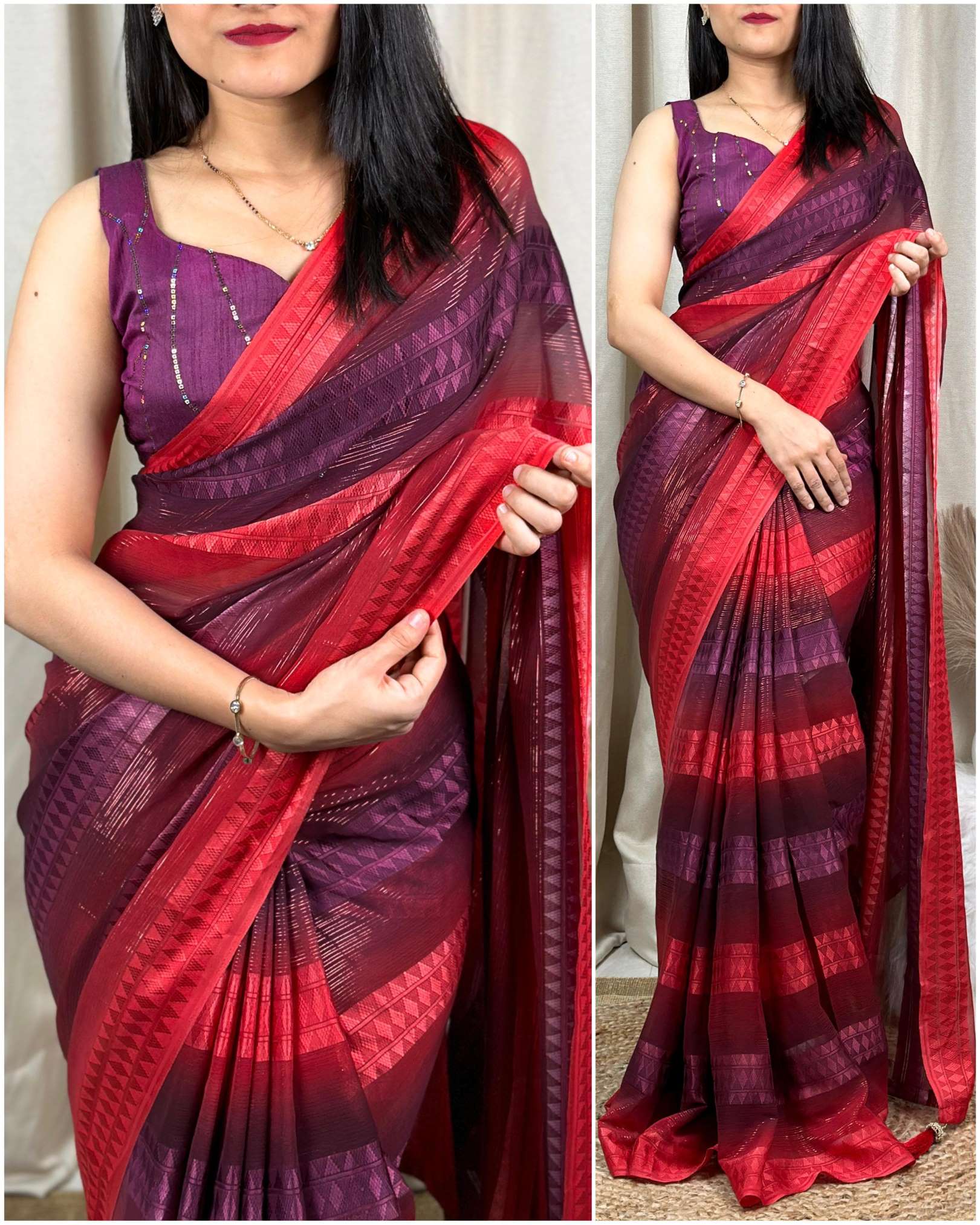 Sumshy Party Wear Self Jacquard Georgette Sarees