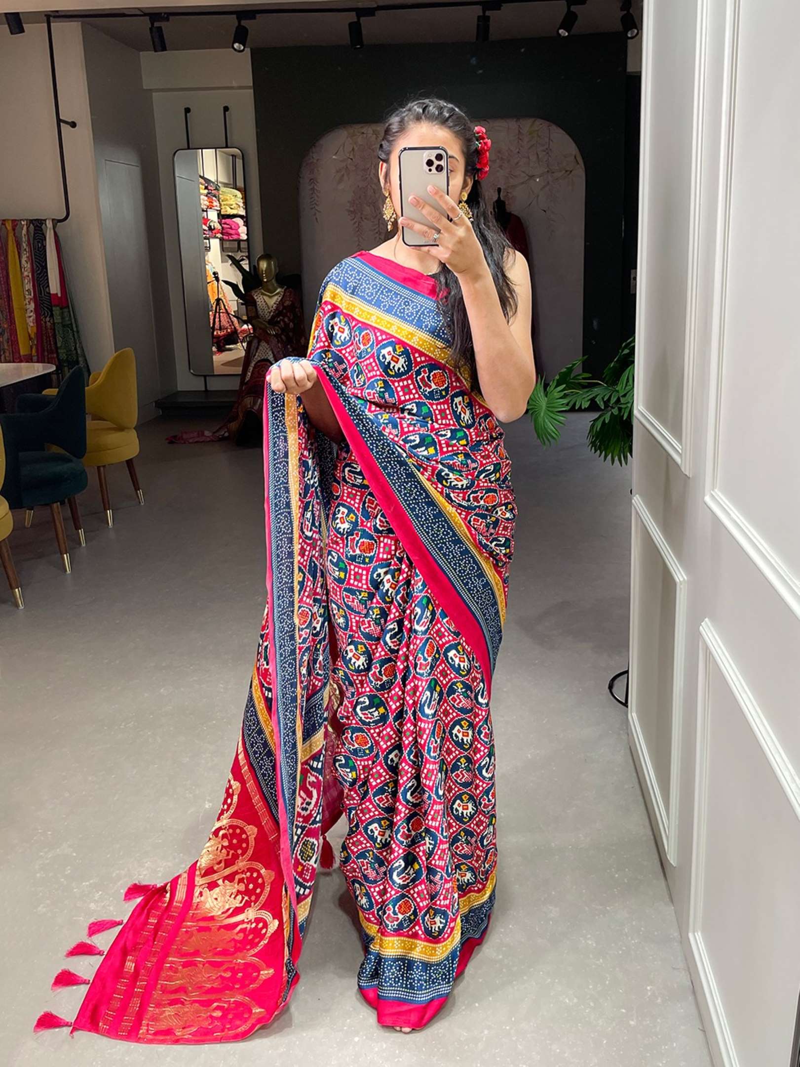 Sumshy Wedding Wear Printed Gaji Silk Sarees