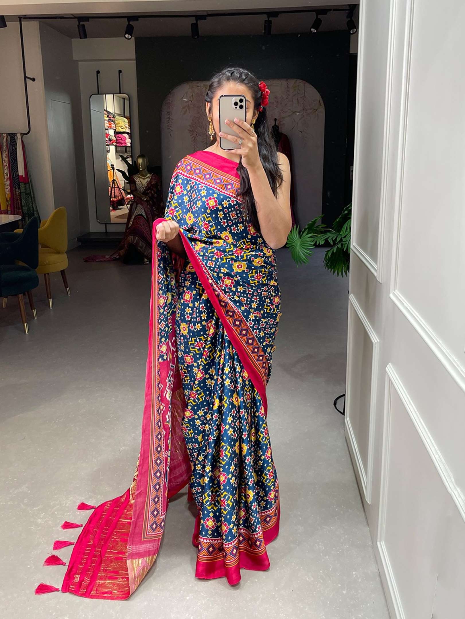 Sumshy Wedding Wear Printed Gaji Silk Sarees