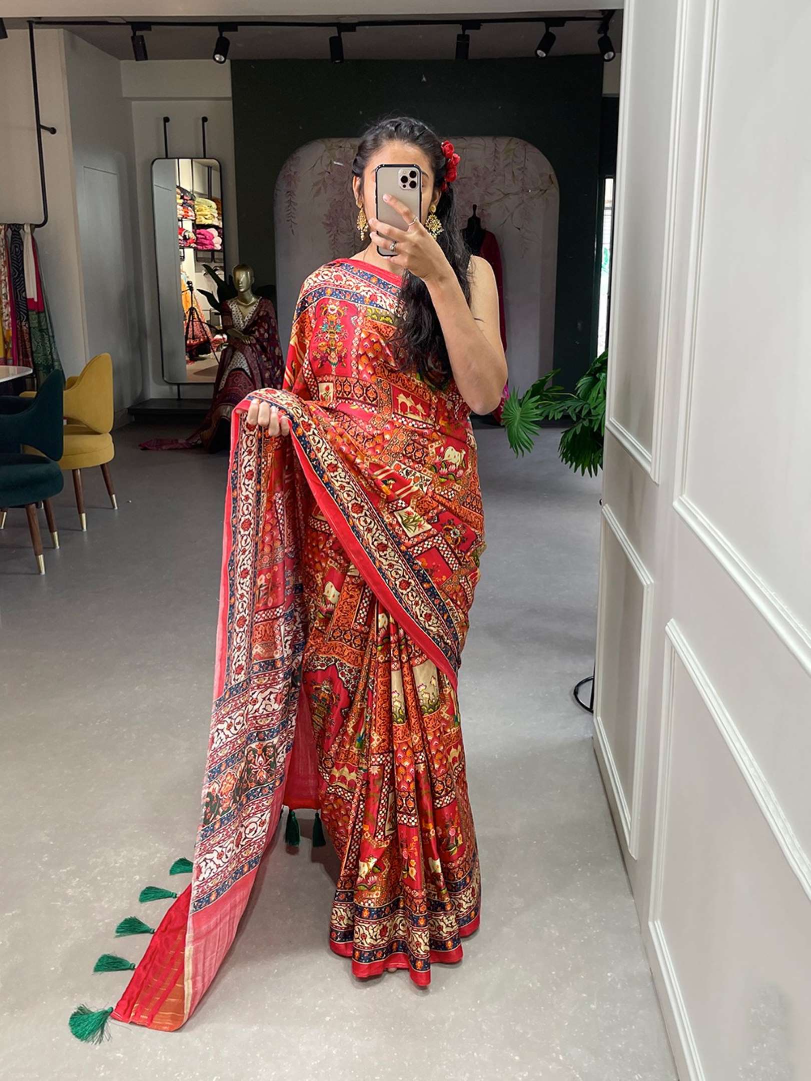 Sumshy Wedding Wear Printed Gaji Silk Sarees