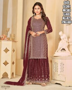 Sumshy Faux Georgette With Embroidery Work Readymade Dress