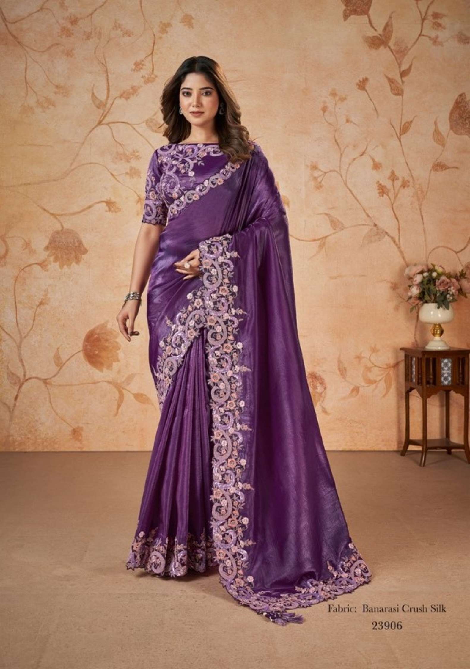 Mahotasav Dakshika Party Wear Satin Chiffon Silk Sarees